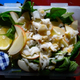 Spinach salad with smoked cod